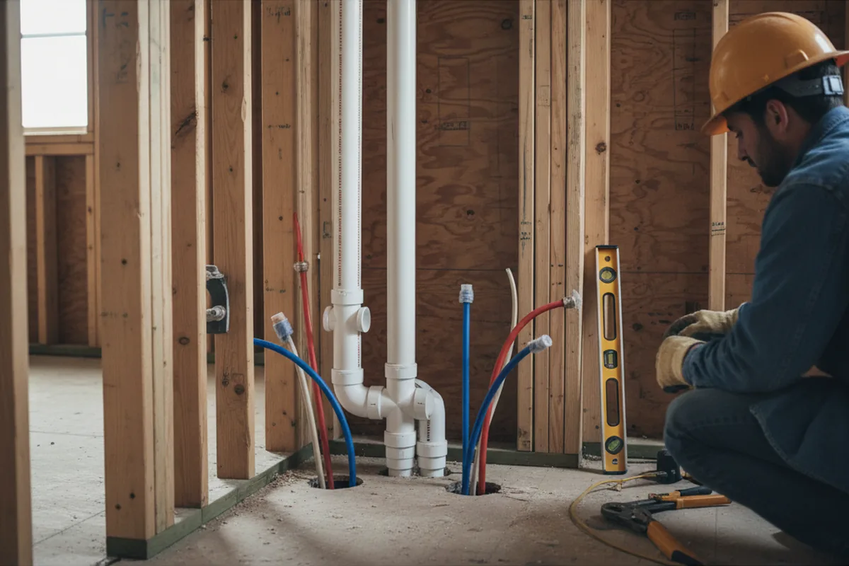 Drain and supply rough-in during Leak Detection in Milo