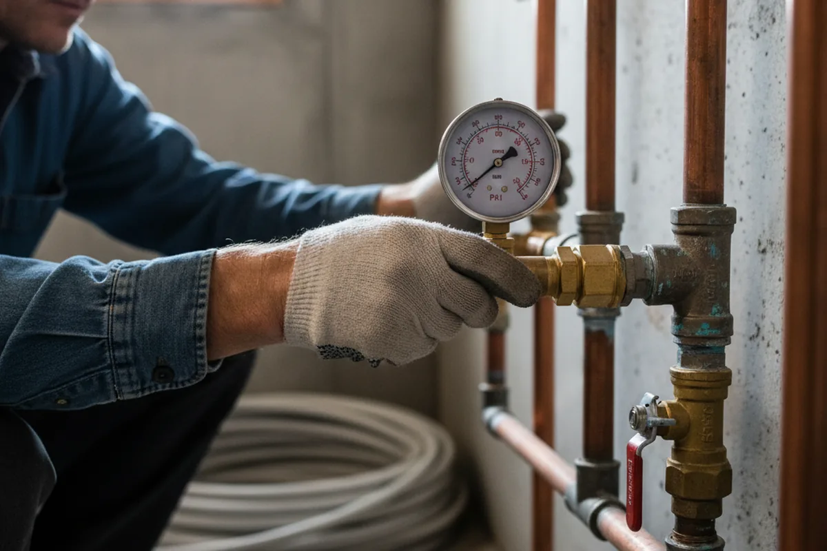 Pressure testing a repaired line during Water Line Repair in Milo